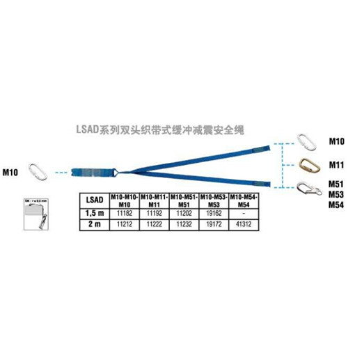 達克泰LSAD雙頭織帶式緩沖減震安全繩